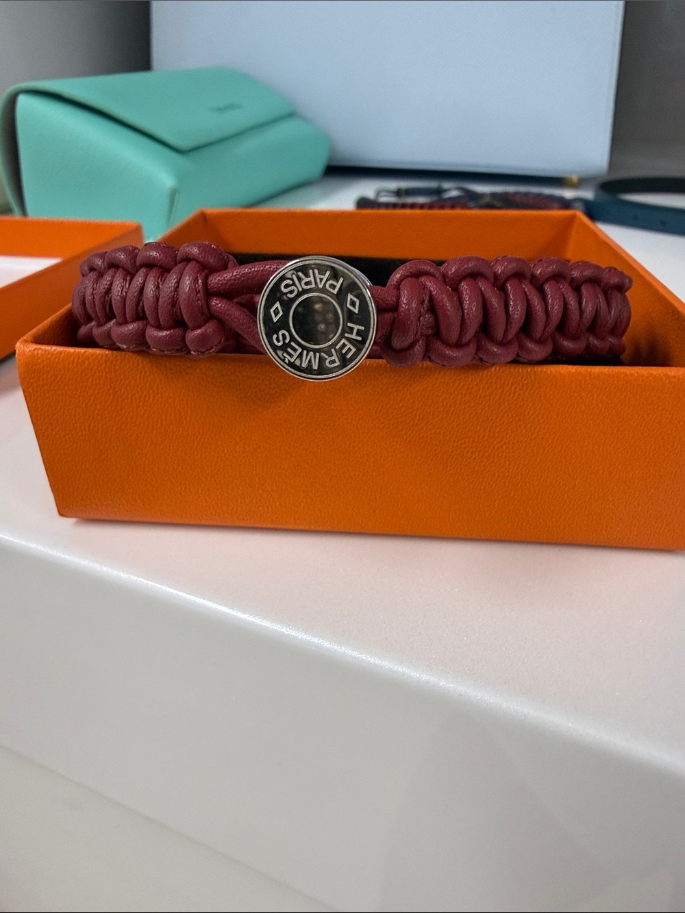 Hermès Kid Série braided bracelet burgundy